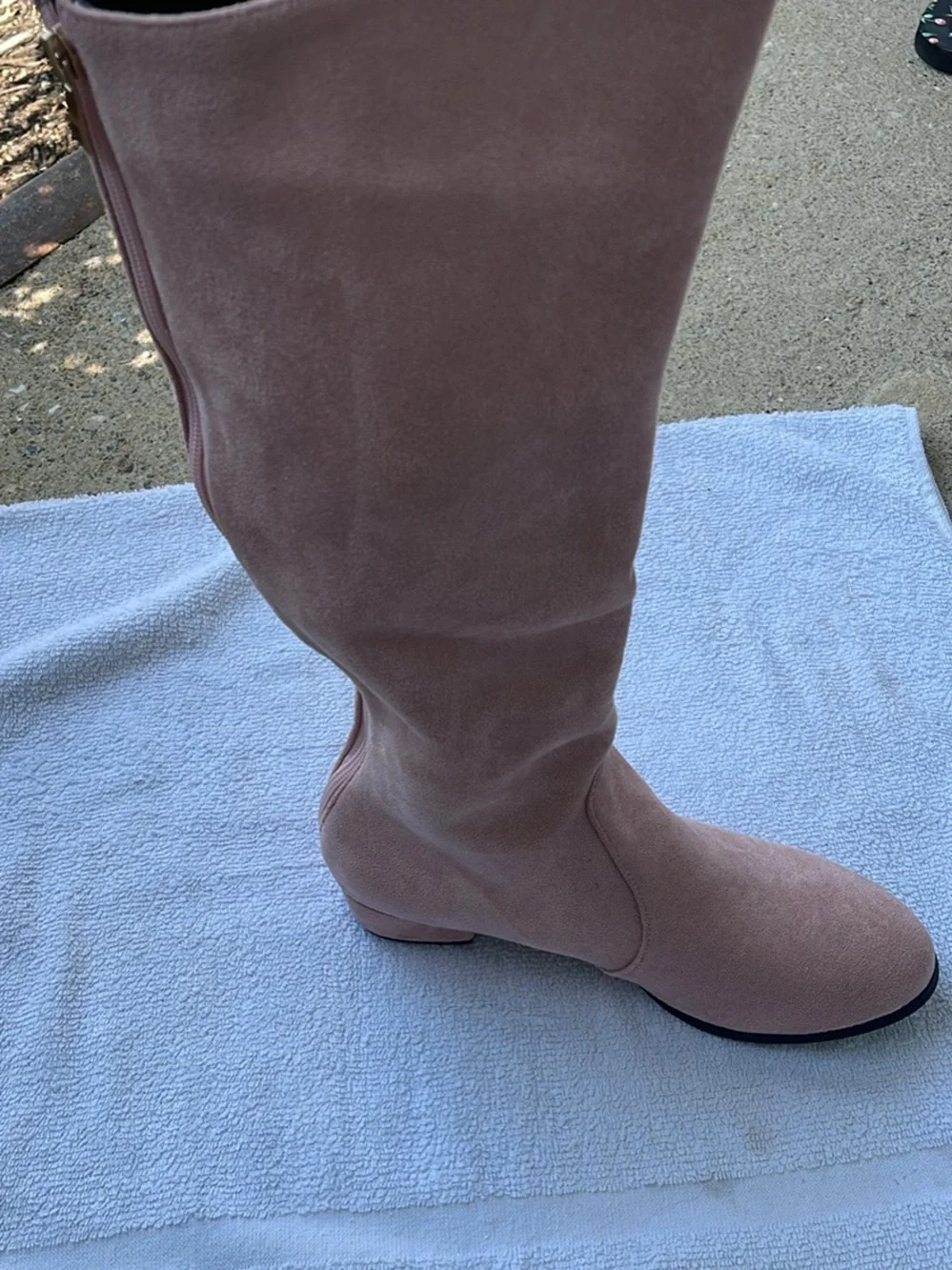 Women's Tall Suede Knee-High Boots in Blush Pink